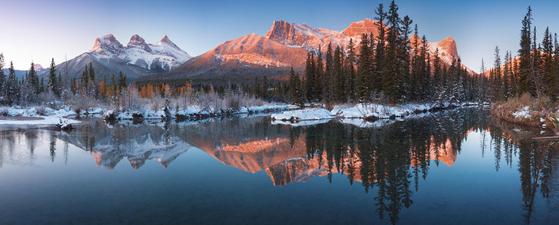 Sunrise of the Three Sisters and the Bow River from Canmore 2000pc Panoramic Puzzle