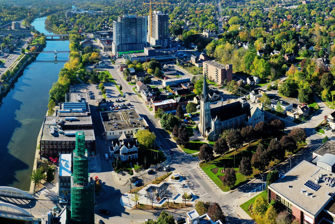An aerial scene in Cambridge, Ontario, Canada in spring 2000pc Puzzle