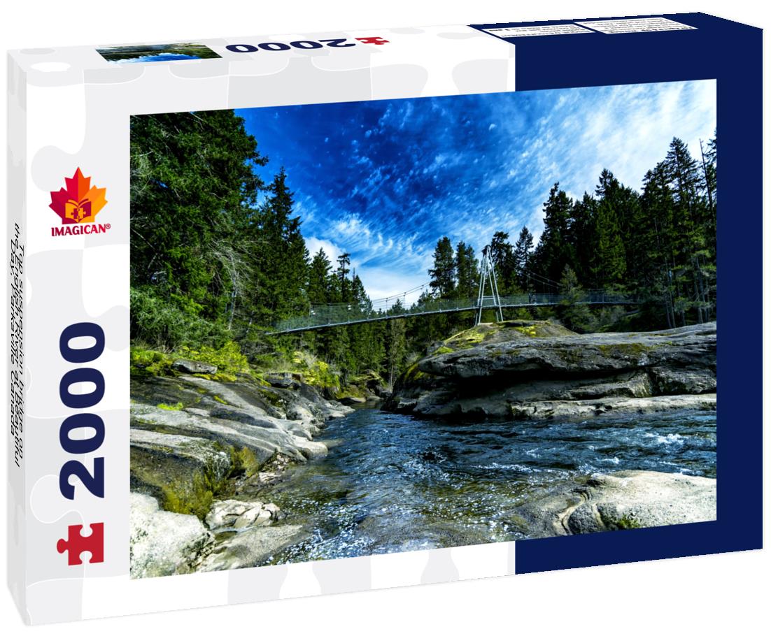 Top suspension bridge on the English River at Beautiful Day, Parksville Canada 2000pc Puzzle
