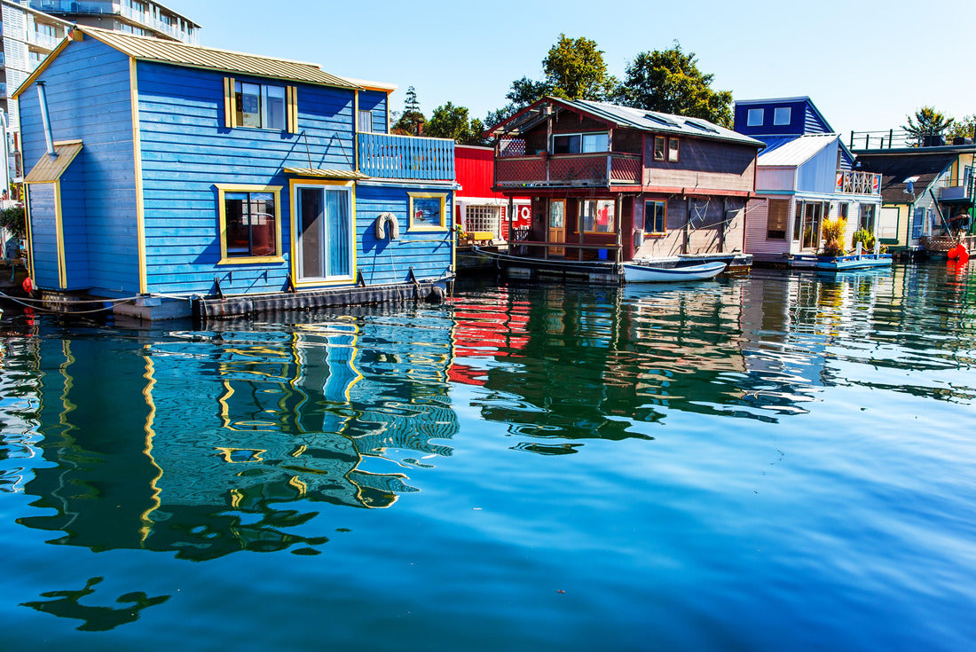 Floating Home Village Blue Houseboats Fisherman's Wharf Reflection Inner Harbor 2000pc Puzzle