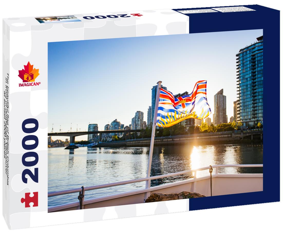 The beautiful flag of British Columbia in front of downtown Vancouver at sunset 2000pc Puzzle