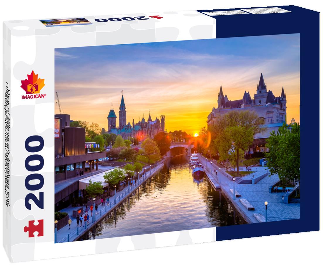 Ottawa city buildings and Rideau Canal from Mackenzie King Bridge at sunset 2000pc Puzzle