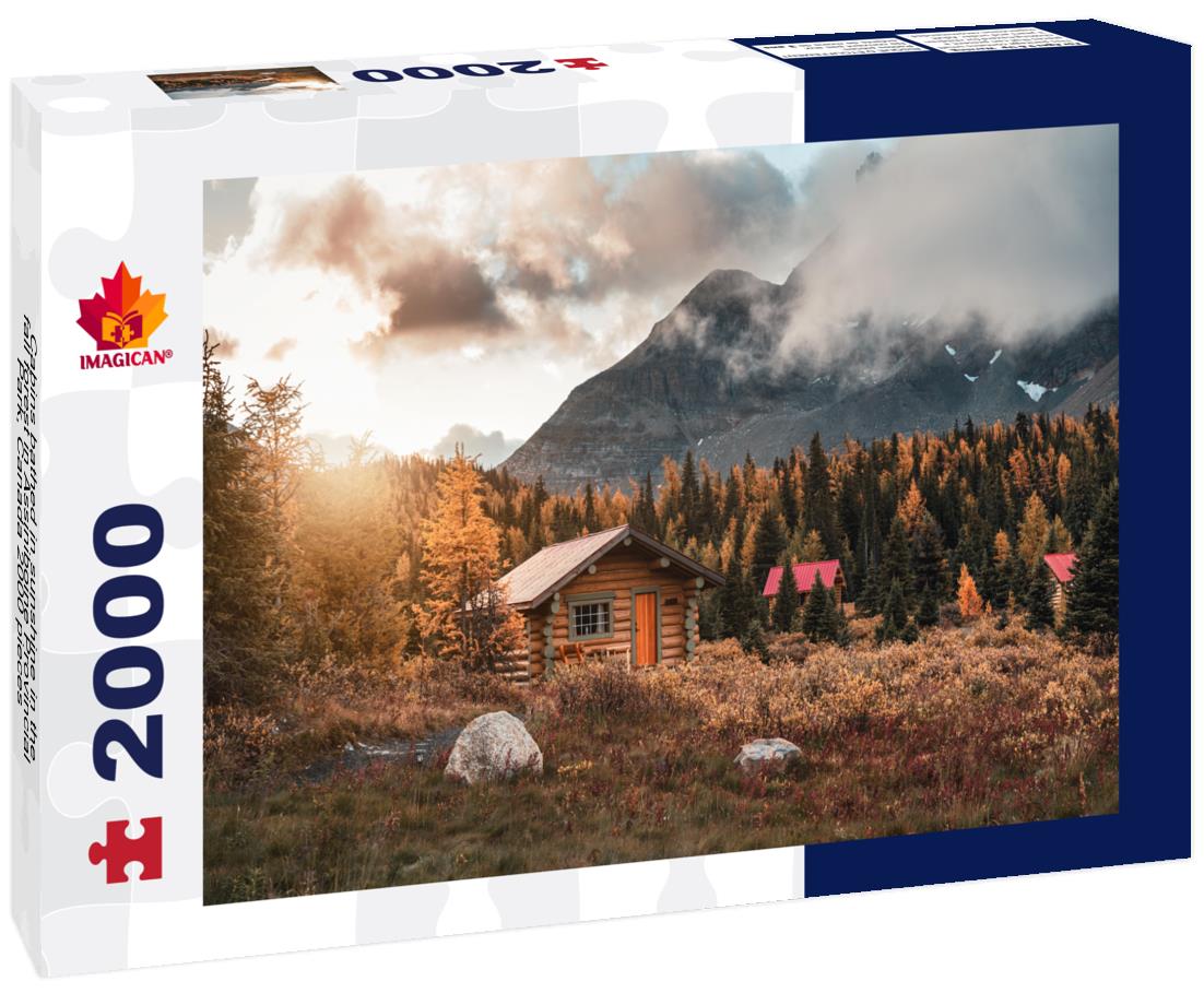 Cabins bathed in sunshine in the fall forest in Assiniboine Provincial Park, Canada 2000pc Puzzle