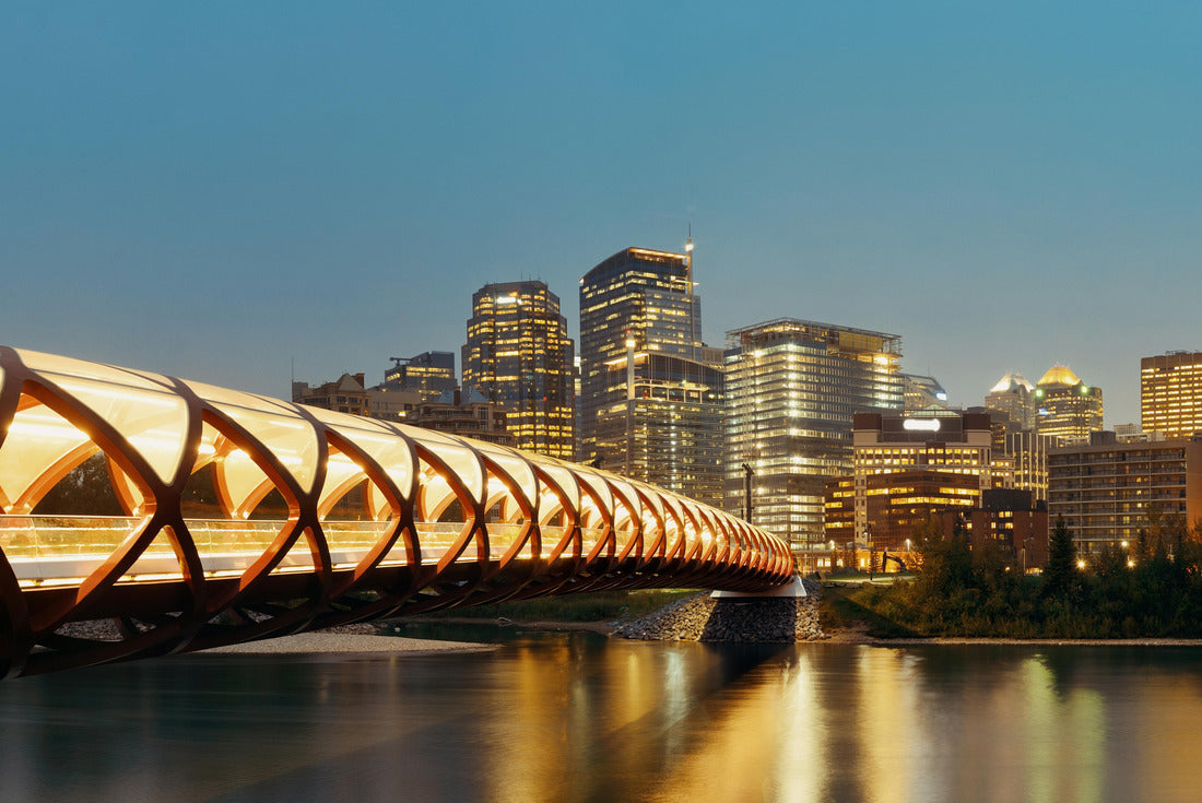 ImagiCan Jigsaw Puzzle Calgary cityscape with Peace Bridge and downtown skyscrapers in Alberta at night, Canada 2000 pieces