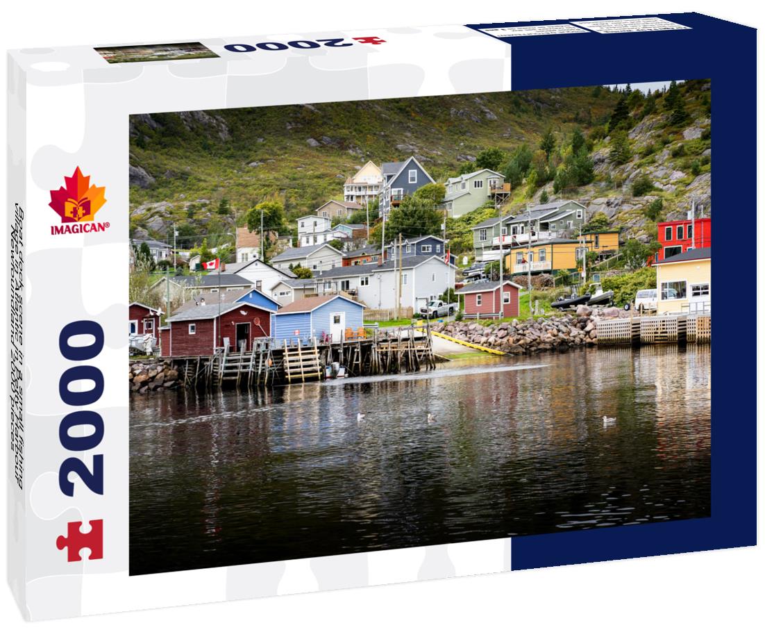 Boat dock scene in a small fishing village in Atlantic in Petty Harbour Newfoundland 2000pc Puzzle