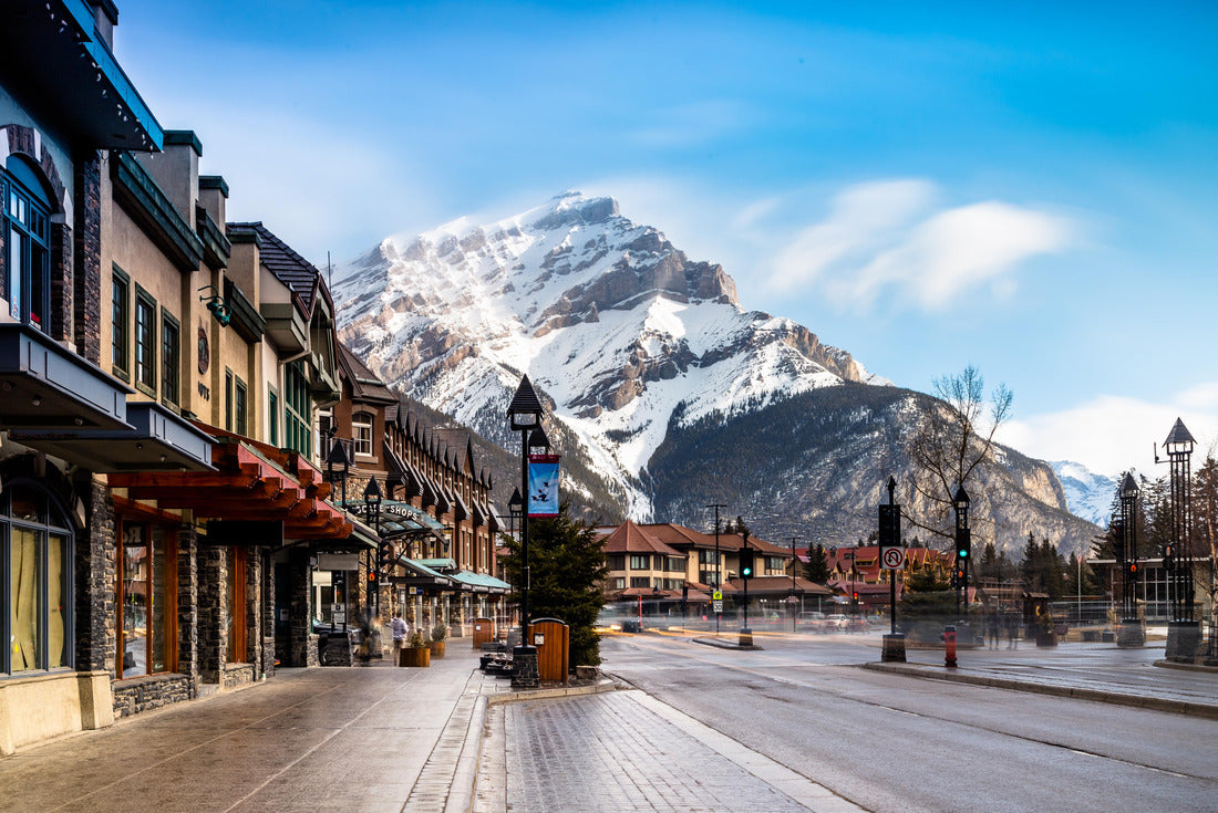 busy street in Banff City during the transition period from winter to snow 2000pc Puzzle