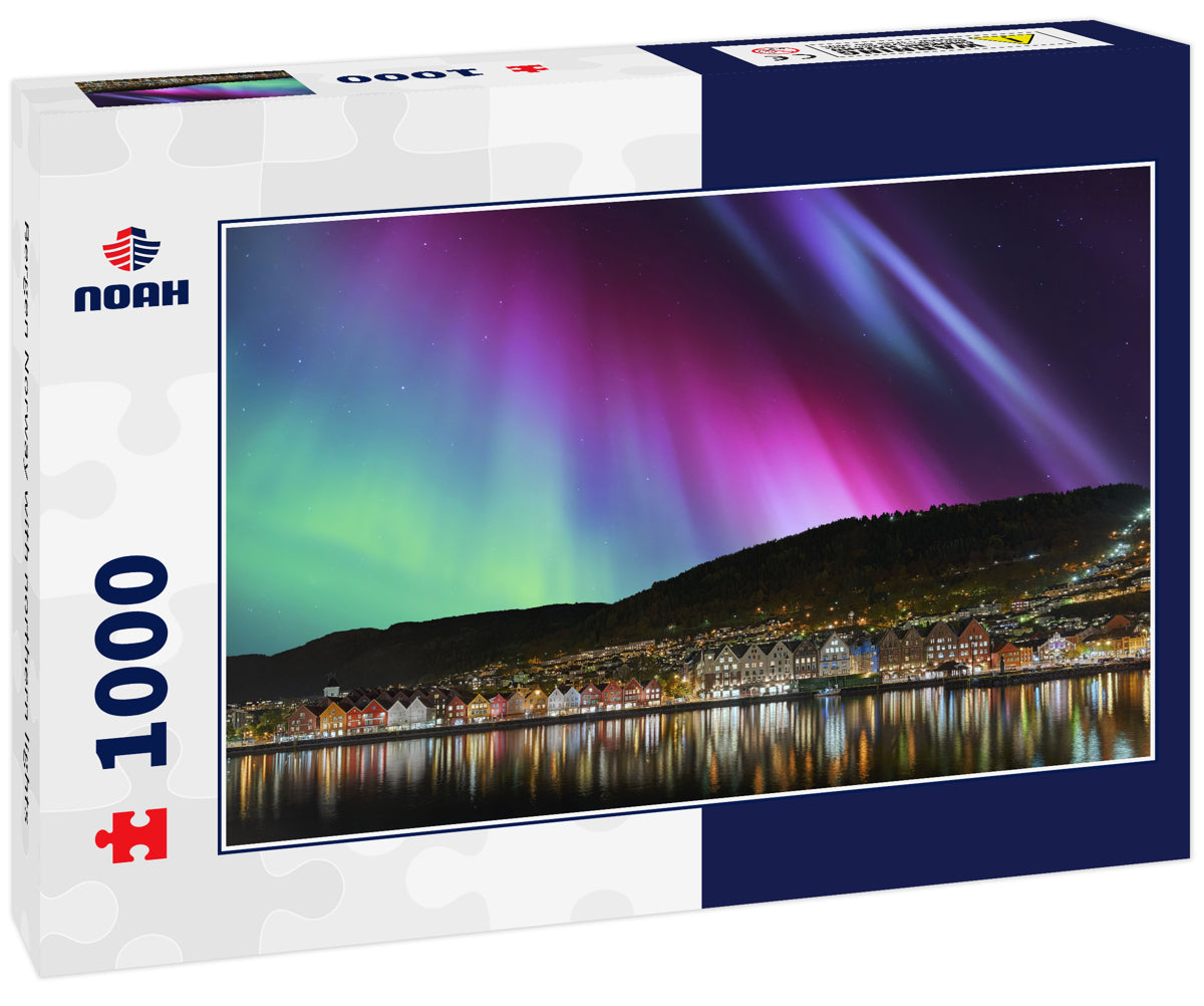 Bergen Norway with northern lights