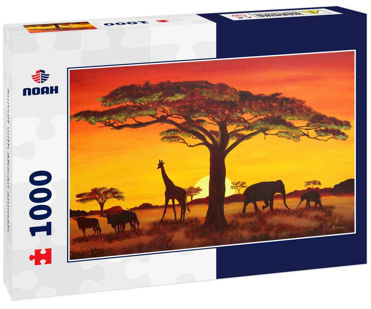 Sunset with African animals