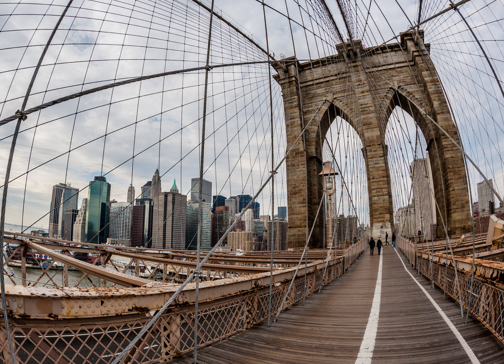 New York, Brooklyn Bridge with cables
