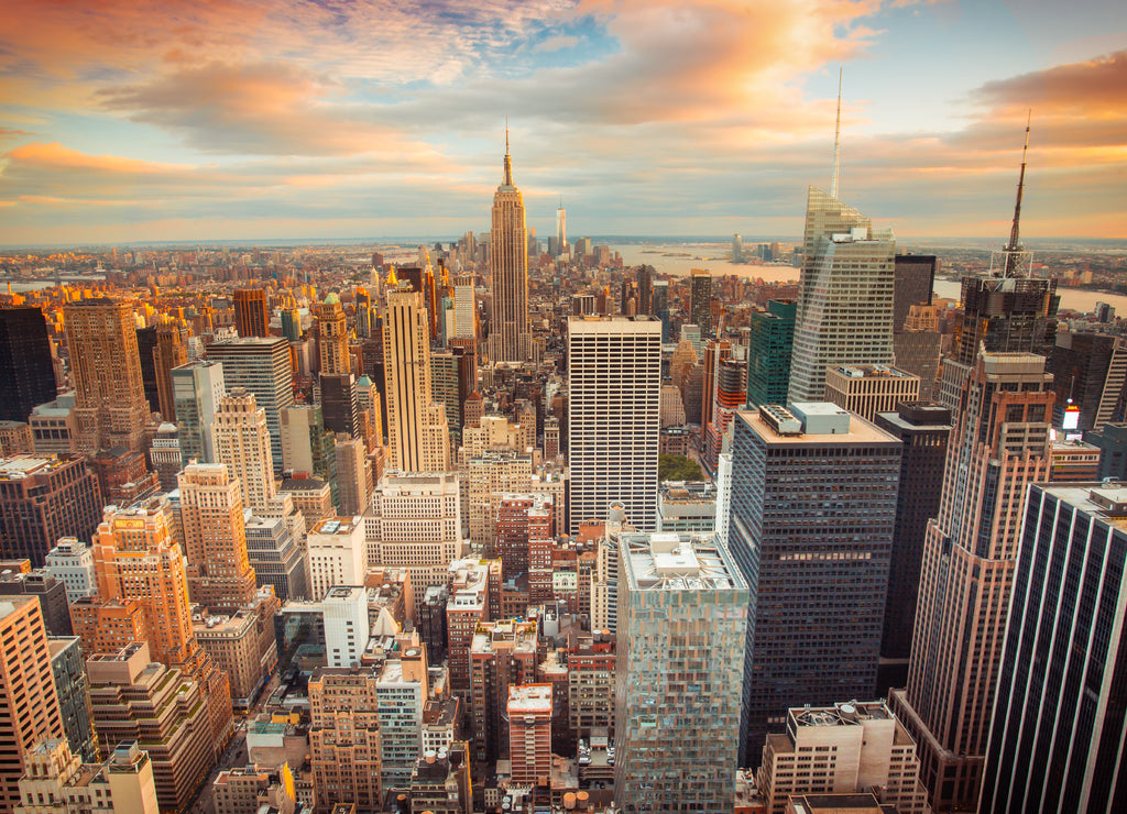 View over Manhattan / New York at sunset