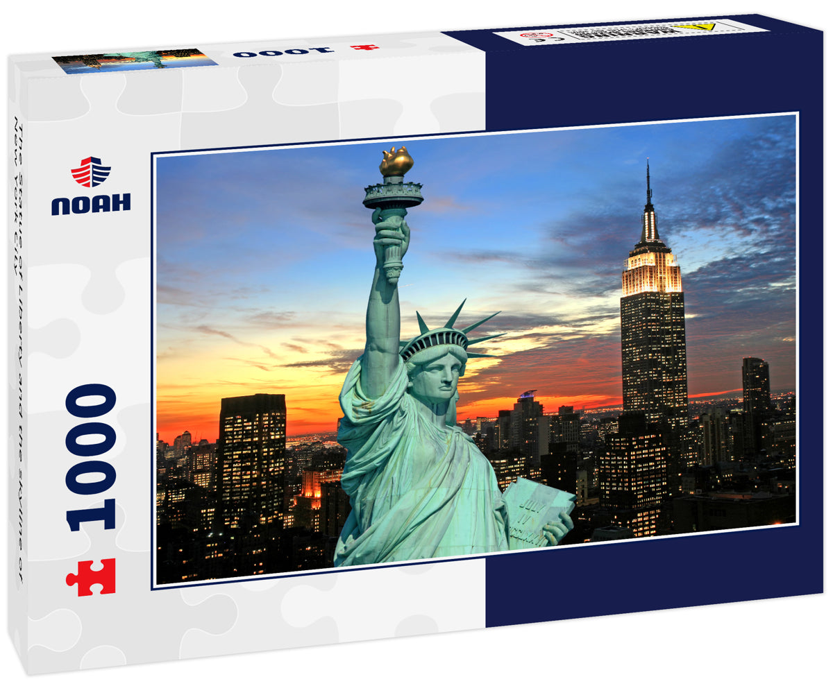 The Statue of Liberty and the skyline of New York City