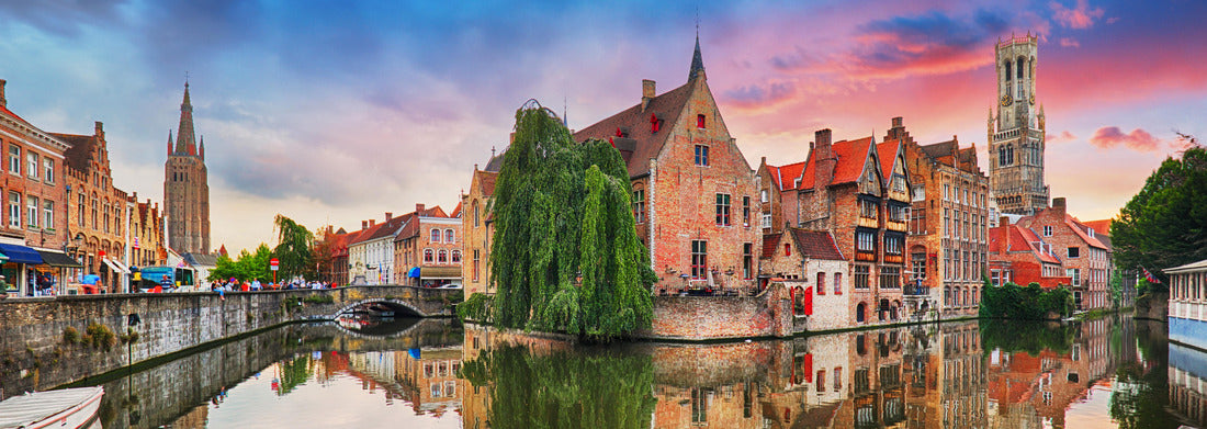 Noah Jigsaw Puzzle Bruges at dramatic sunset, Belgium, Panorama Panorama 1000 Pieces
