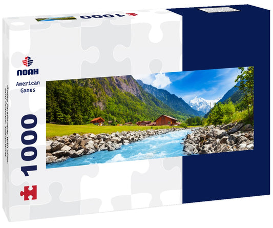 Noah Jigsaw Puzzle Swiss landscape with river and houses, Panorama 1000 Pieces