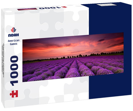 Noah Jigsaw Puzzle Breathtaking landscape with lavender field at sunset, Panorama 1000 Pieces