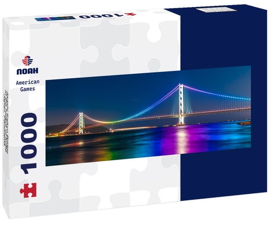 Noah Jigsaw Puzzle Akashi Kaikyo Bridge at the harbor of Kobe, Japan, Panorama 1000 Pieces