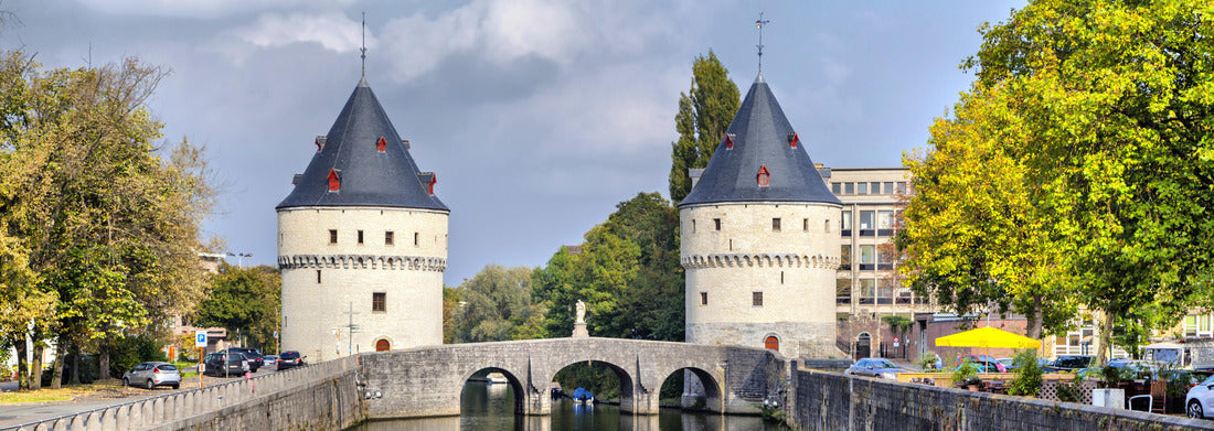 Noah Jigsaw Puzzle Medieval Broel towers and old bridge in the city of Kortrijk, Belgium, Panorama 1000 Pieces