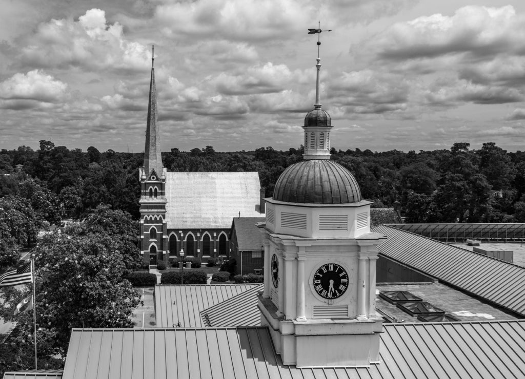 Aiken skyline, South Carolina in black white