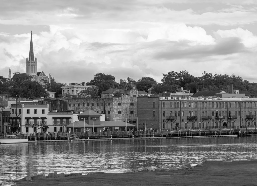 Wilmington, North Carolina, Riverfront in black white