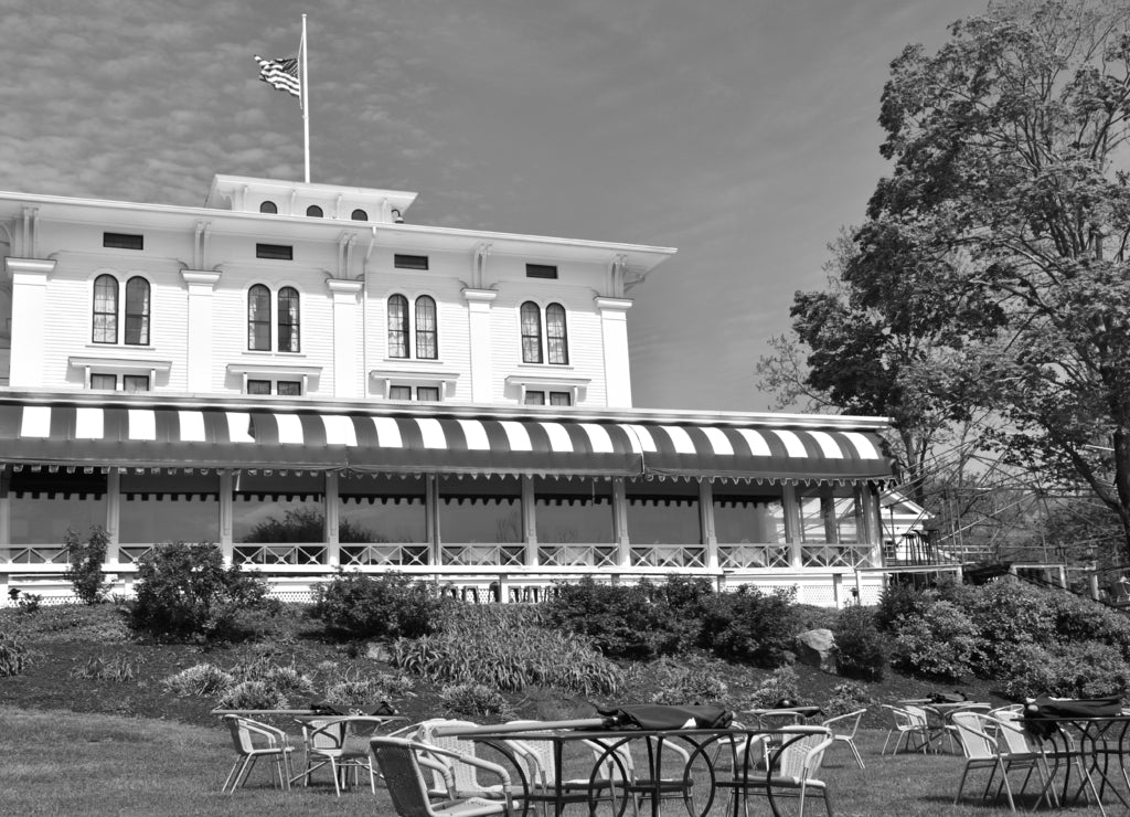 Gelston House in East Haddam, Connecticut in black white