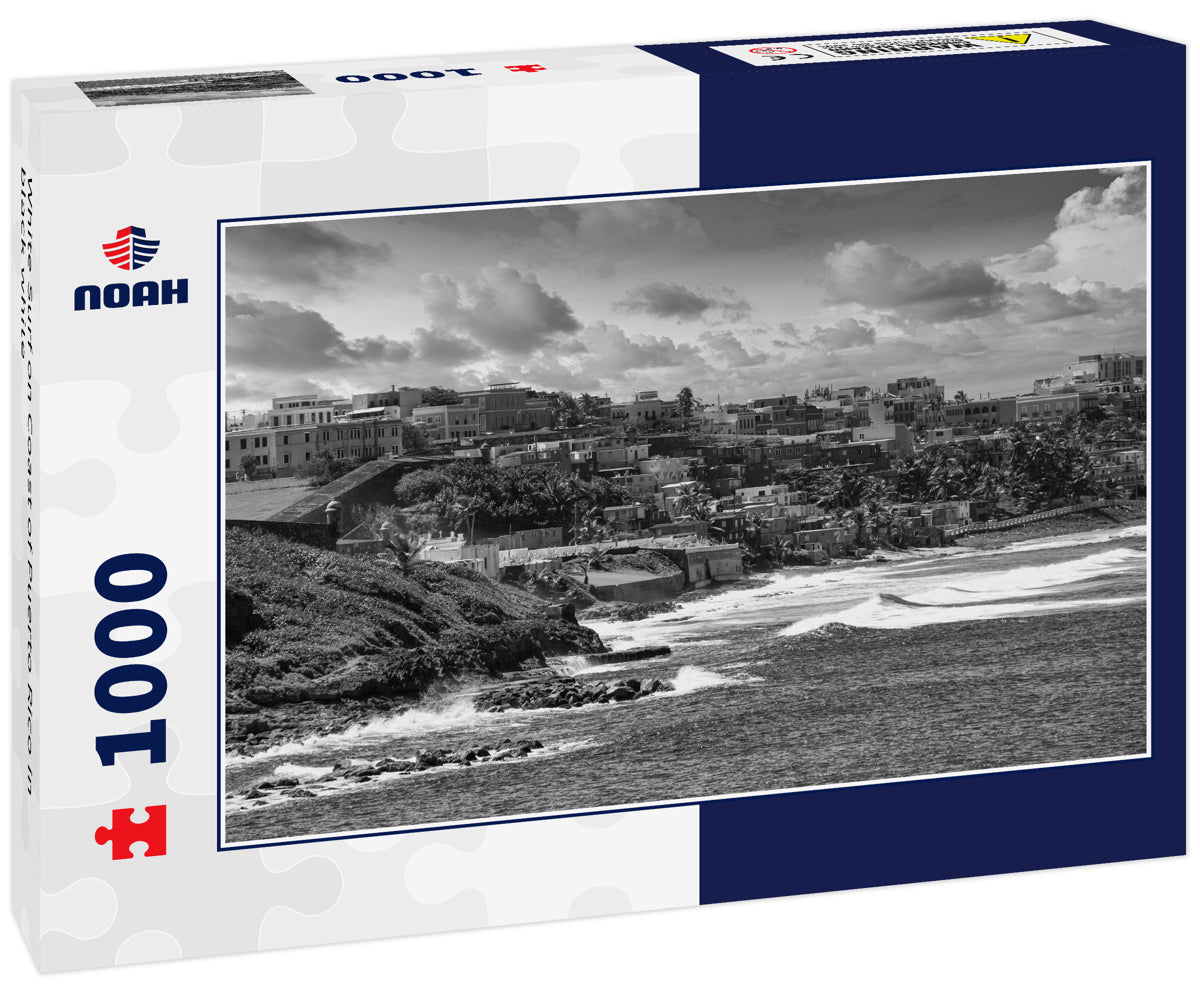 White Surf on Coast of Puerto Rico in black white