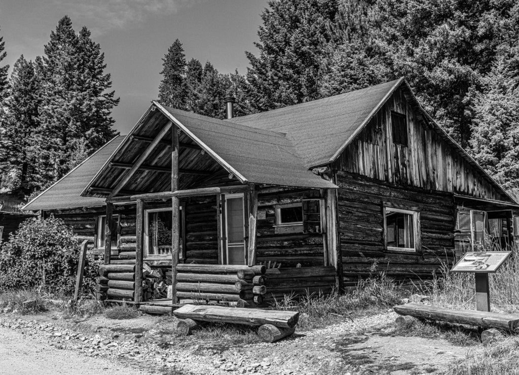 Historic, most Intact, Garnet Ghost Town Montana in black white