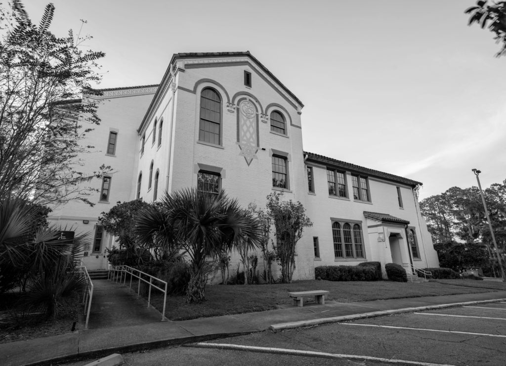 Colorful photo of the Bloxham Building Downtown Tallahassee Florida Leon County in black white