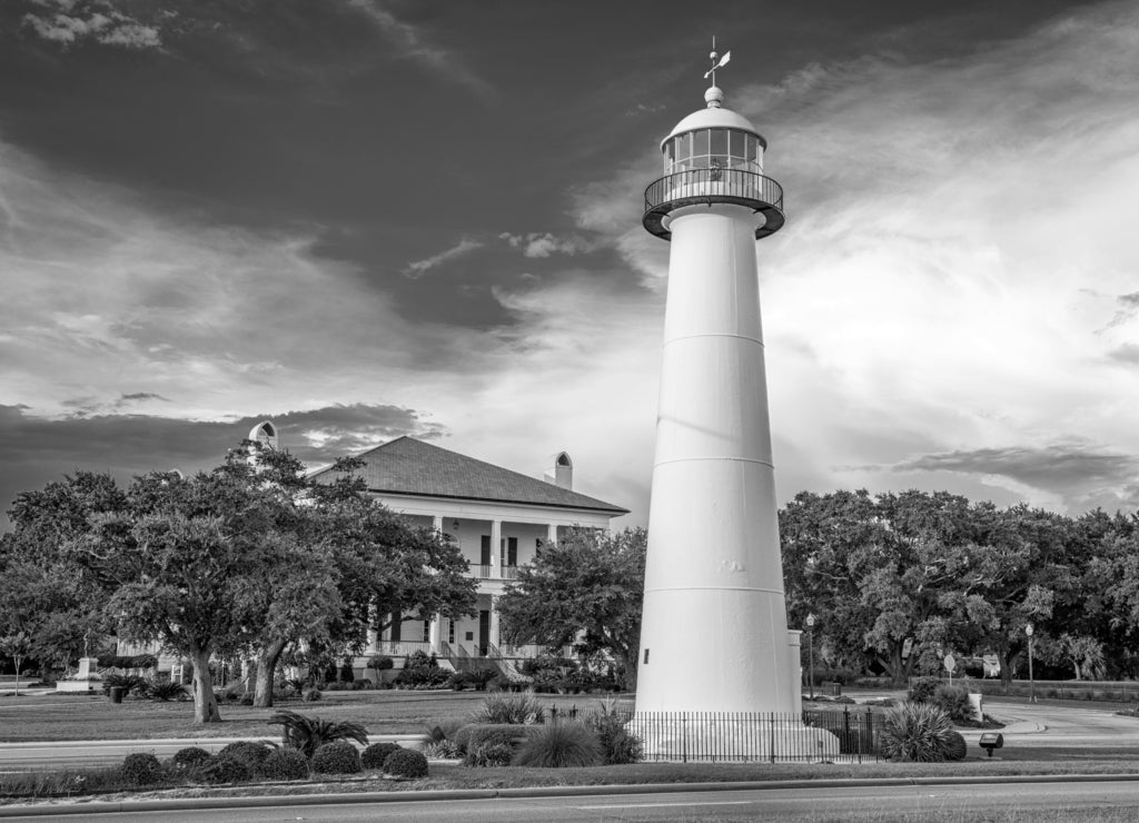 Biloxi, Mississippi, USA in black white