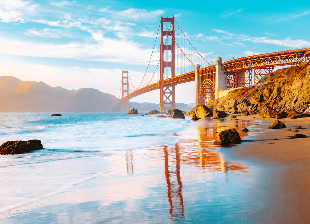 Golden Gate Bridge in sunset, San Francisco, California, USA