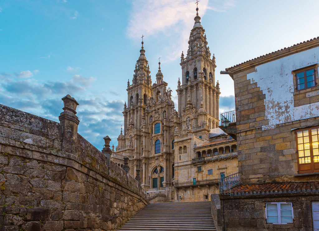 Old gothic cathedral of Santiago de Compostela, Galicia, Spain