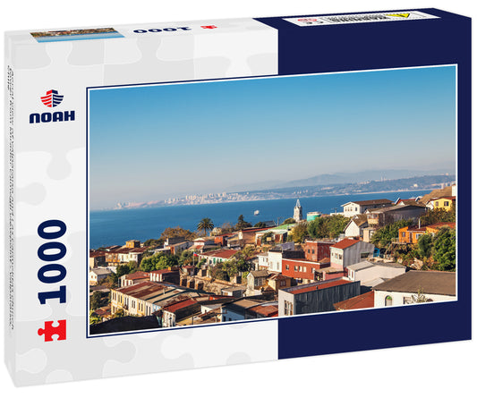 Aerial view of Valparaiso and Las Carmelitas church tower from Mirador Camogli viewpoint - Valparaiso, Chile