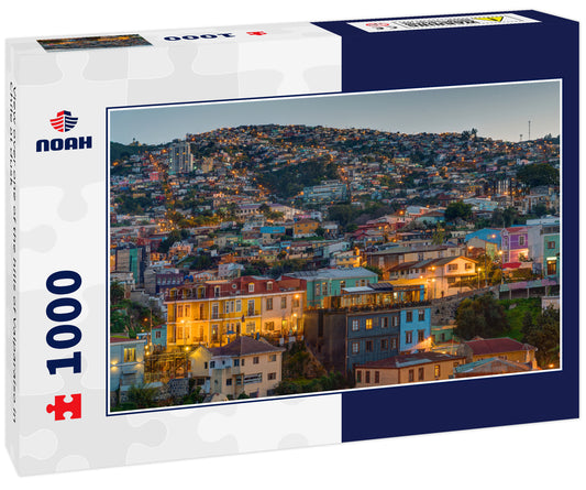 View over one of the hills of Valparaiso in Chile at dusk