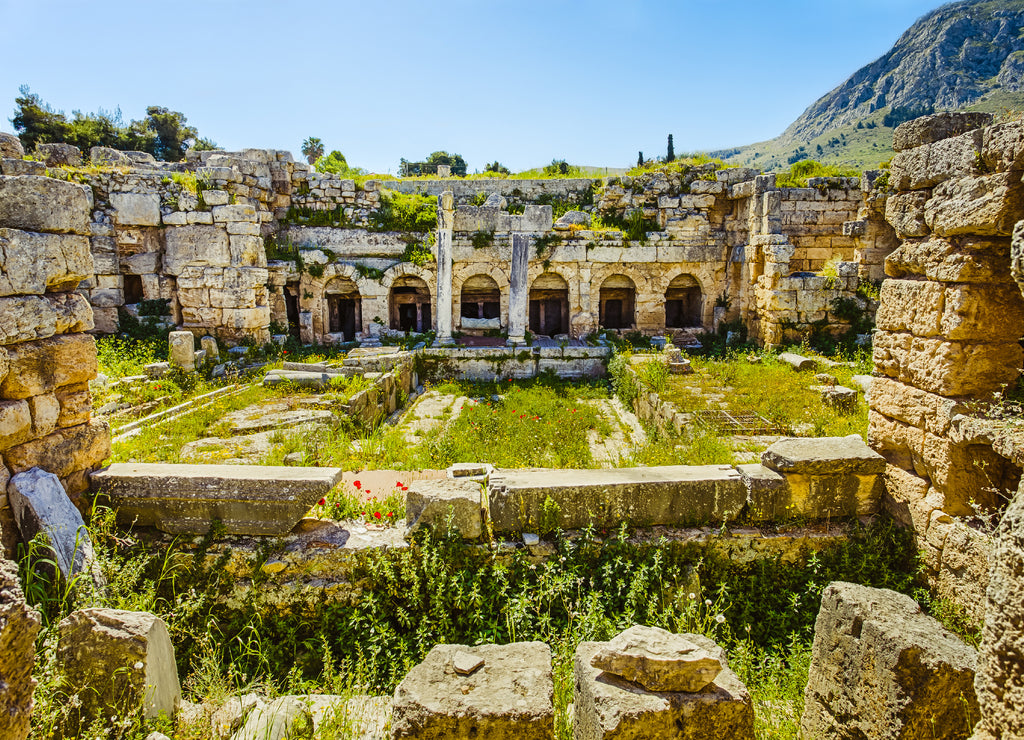 Ruins in ancient Corinth, Peloponnese, Greece