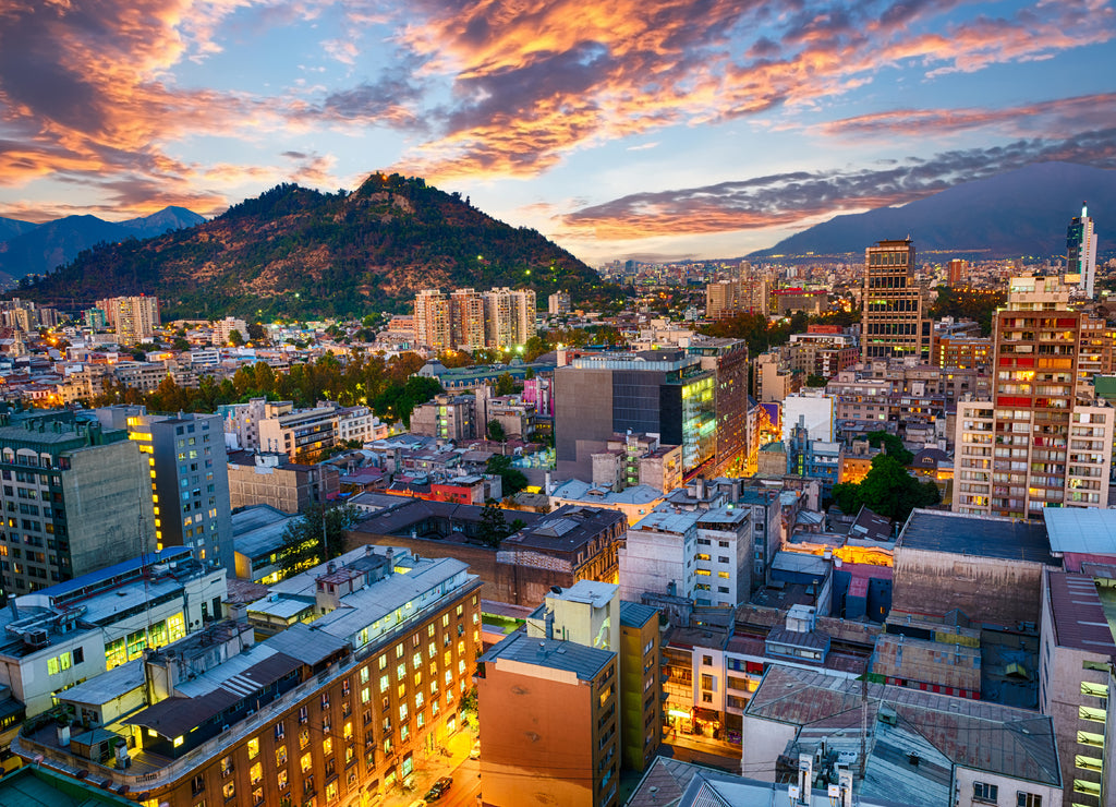 Evening panorama of Santiago de Chile