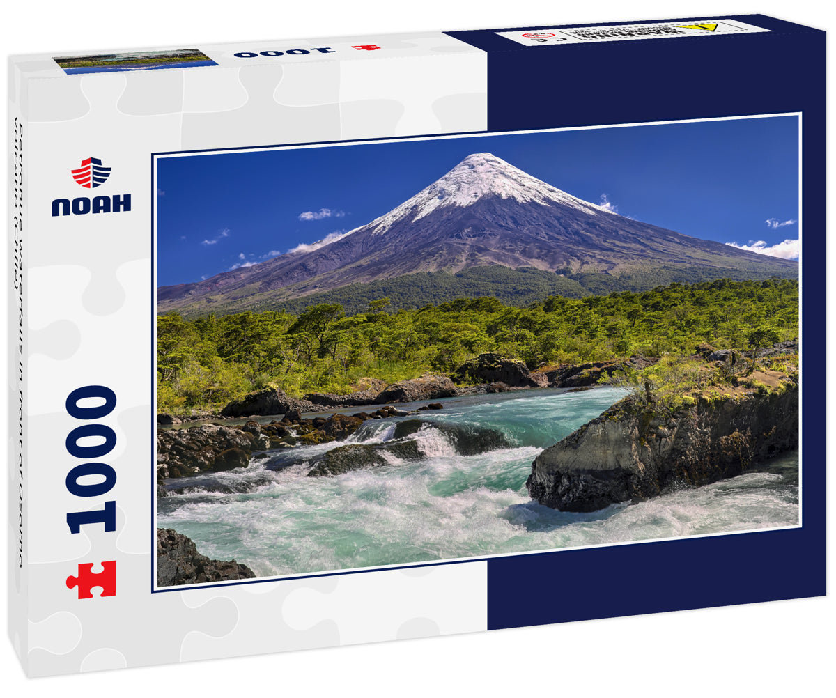 Petrohue waterfalls in front of Osorno volcano (Chile)