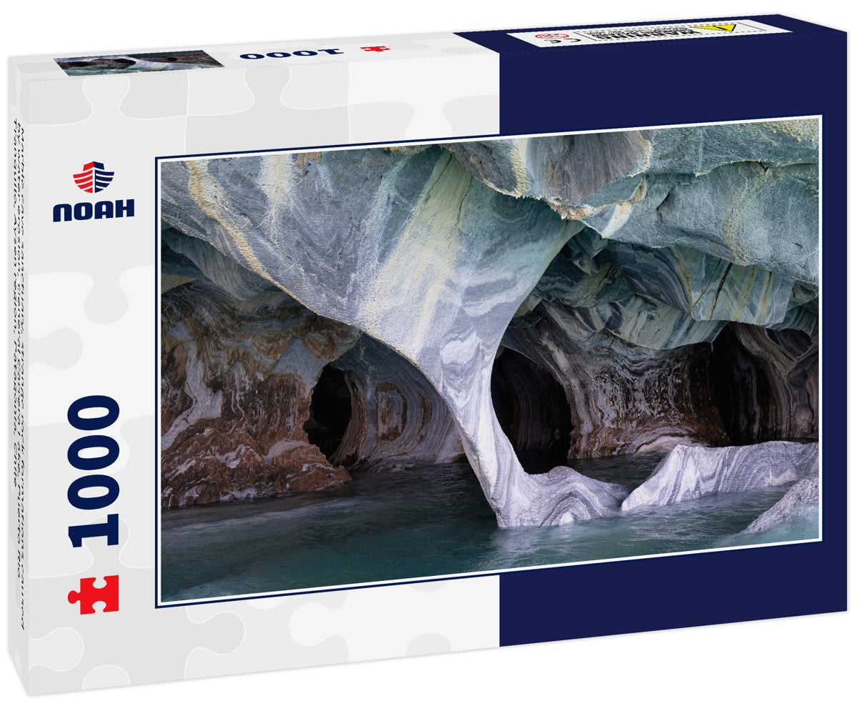 Marble cave sanctuary, strange rock formations caused by water erosion, General Carrera Lake, Puerto Rio Tranquilo, Aysen region, Patagonia, Chile