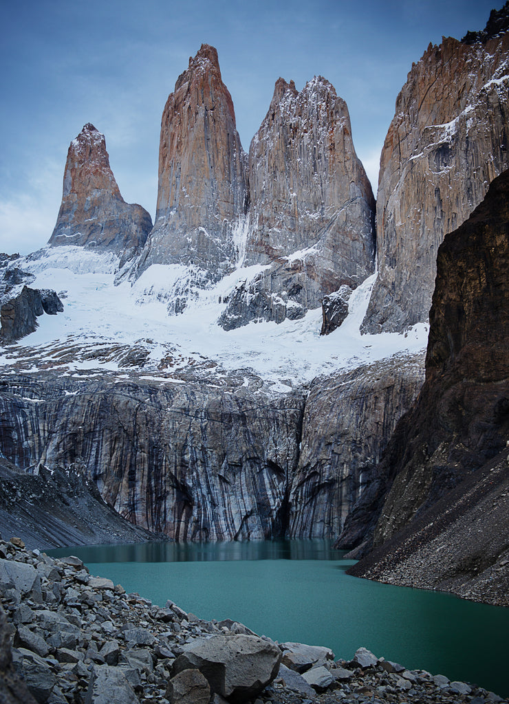 Torres Del Paine summit in the morning in Torres Del Paine National Park, Chile, Patagonia