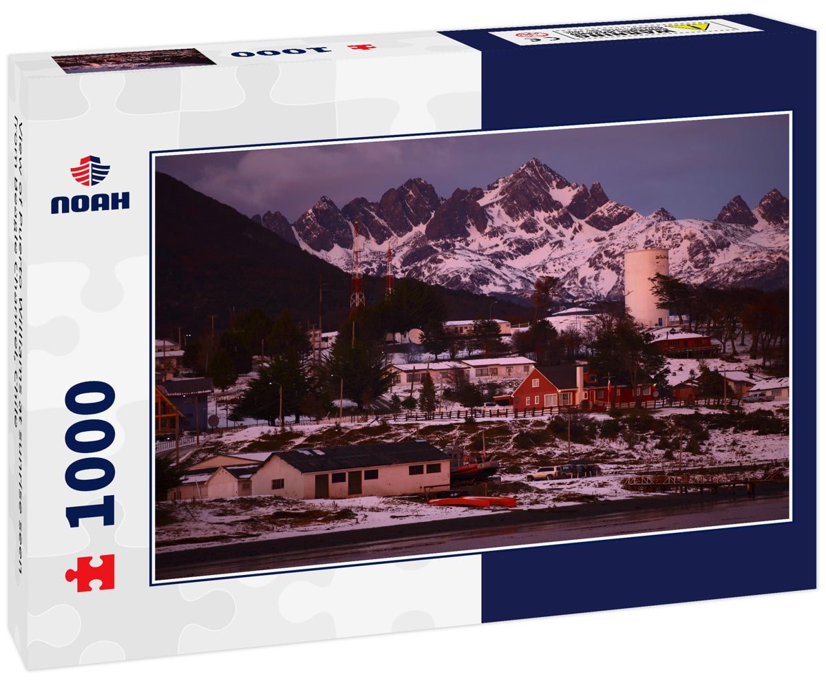 View of Puerto Williams at sunrise seen from Beagle Channel, Chile