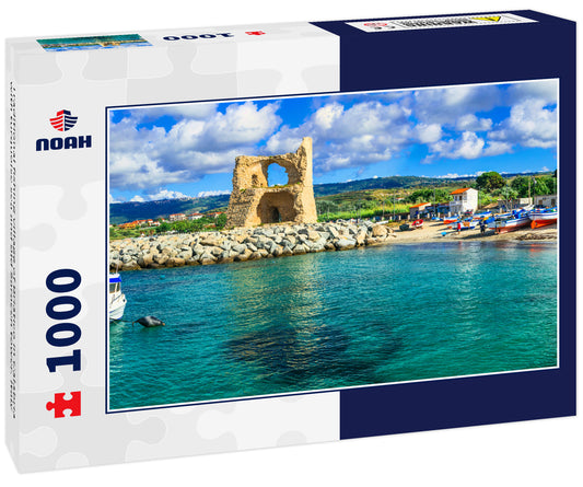 Traditional fishing village of Briatico in Calabria with turquoise sea and old Saracen tower. Italy