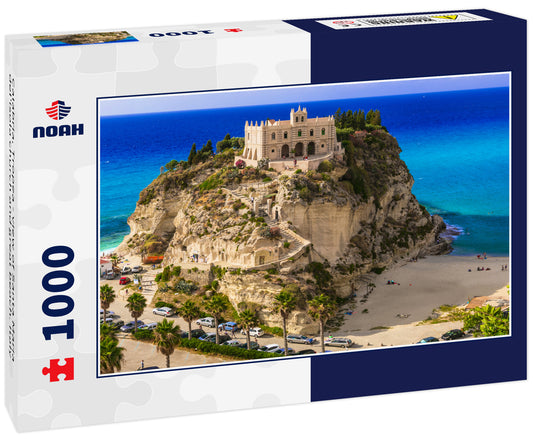 Calabria, Tropea - view of Santa Maria del'isola church and great beach. Italy