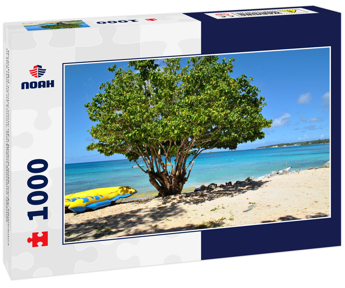 Beautiful scenic view of a beach with rocky shorelines in the island of Tinian, Northern Mariana Islands