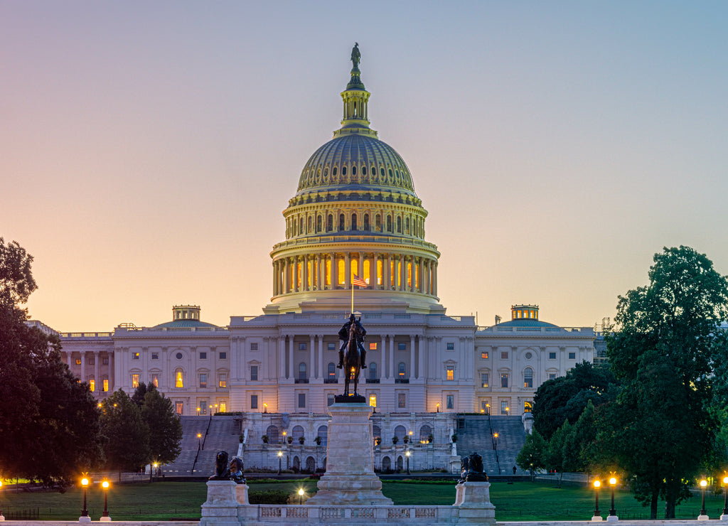 Panoramic image of the Capitol of the United States in morning light