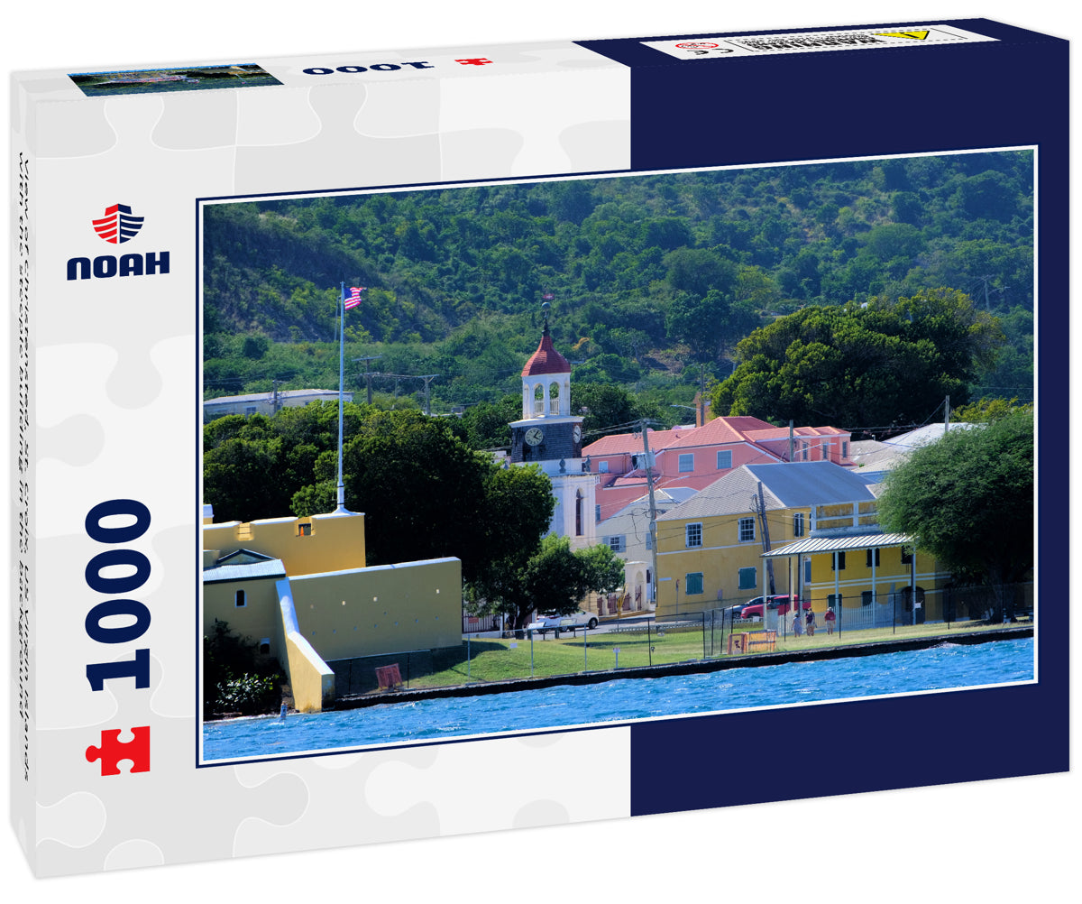 View of Christensted, St. Croix, US Virgin Islands with the steeple building in the background