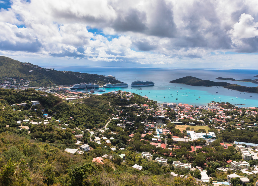 View of Charlotte Amalie, capital city of the U.S. Virgin Islands, Caribbean