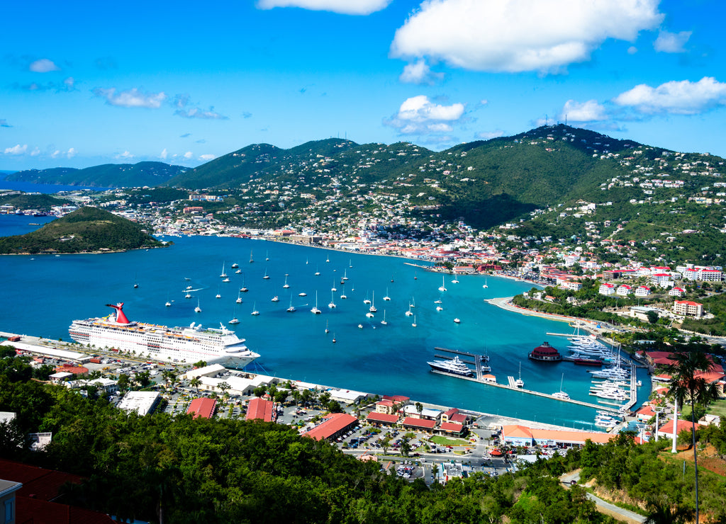 St Thomas US Virgin Islands 12-1-2019. Port city in Caribbean cruise ship in port
