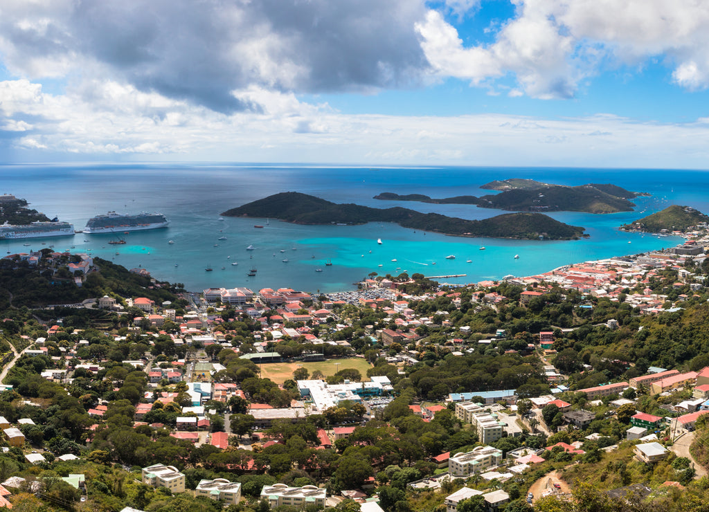 View of Charlotte Amalie, capital city of the U.S. Virgin Islands, Caribbean