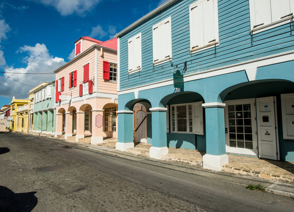 Historic buildings in downtown Christiansted, St. Croix, US Virgin Islands