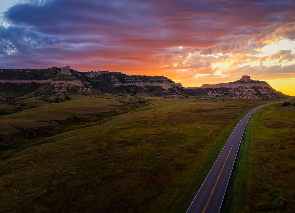 Beautiful Sunset over Scotts Bluff National Monument, Nebraska