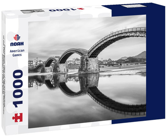 Noah Jigsaw Puzzle Panoramic view of the architecture of the Old Town (Gamla Stan) in Stockholm, Sweden in black white 1000 pieces