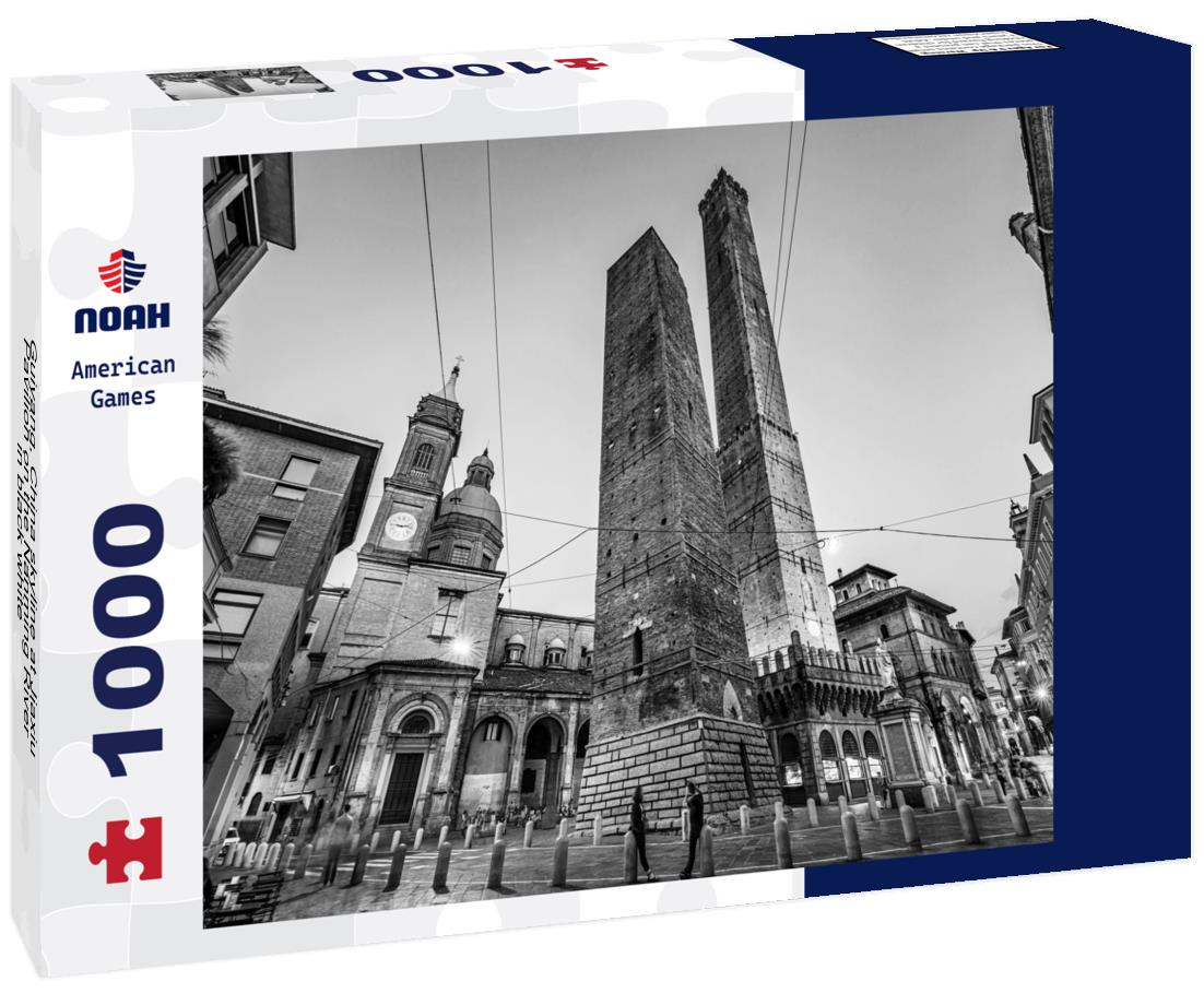 Noah Jigsaw Puzzle Guiyang, China skyline at Jiaxiu Pavilion on the Nanming River in black white 1000 pieces