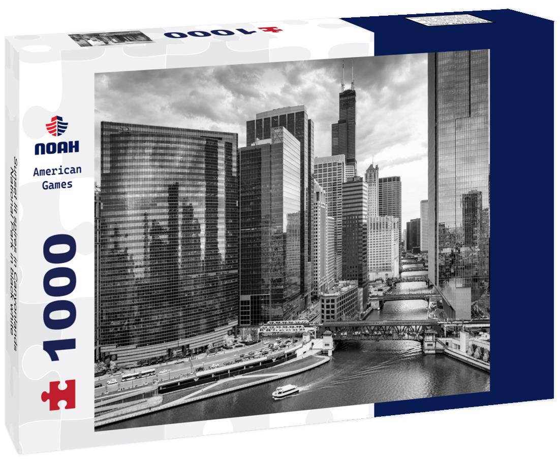 Noah Jigsaw Puzzle Sunset lit spires in Canyonlands National Park in black white 1000 pieces